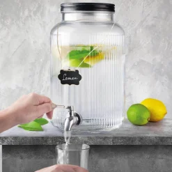 Dispensador de bebidas de cristal con grifo de acero inoxidable, 5,5l - Lacor