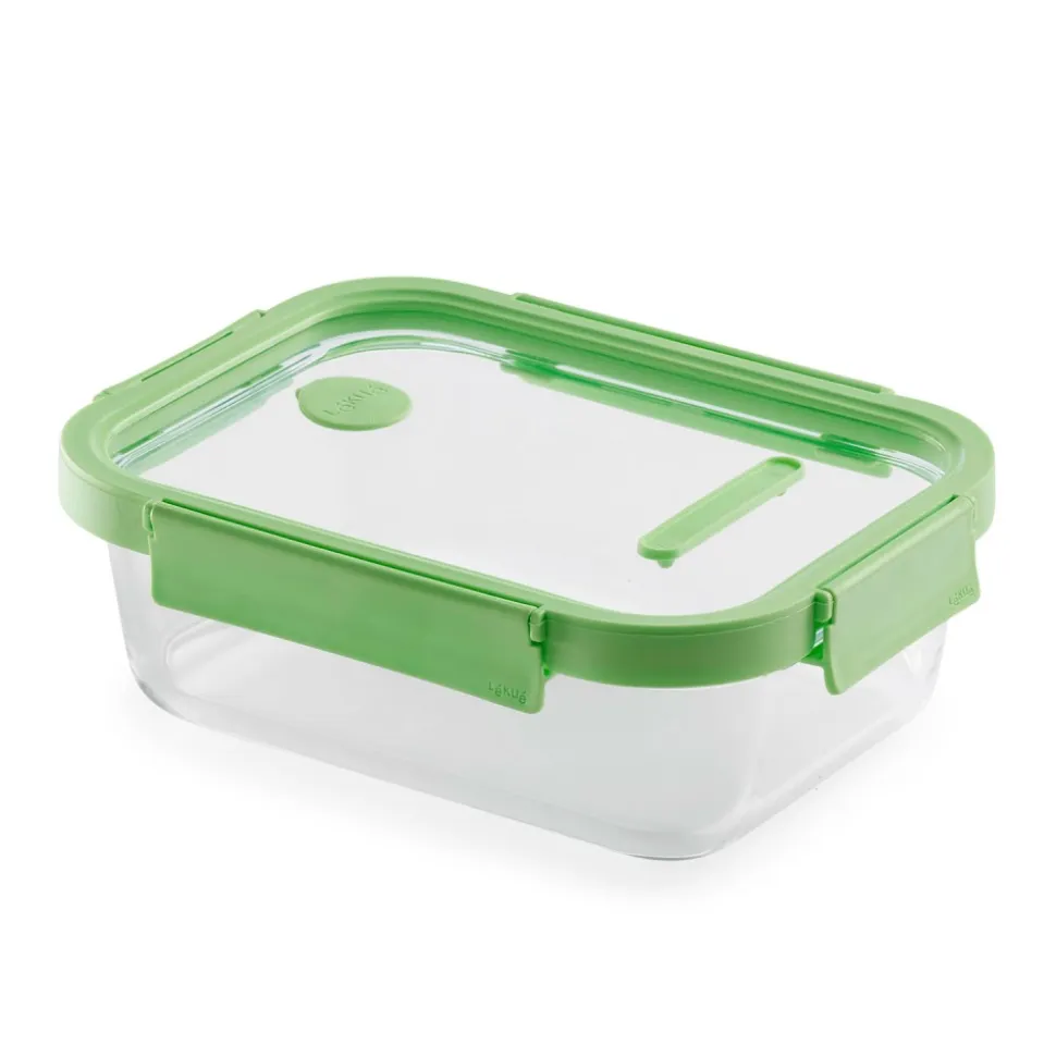 Fiambrera de cristal hermética, rectangular, con tapa con válvula, 1050 ml - Lekue