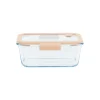 Fiambrera de cristal hermética, rectangular con tapa con válvula, 460 ml - Pebbly