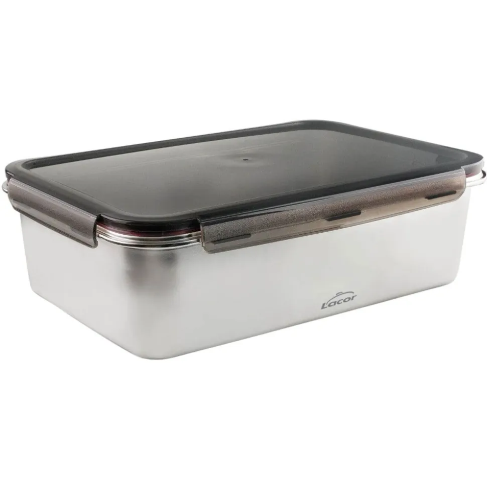 Fiambrera hermética de acero inoxidable rectangular Ecoinox Pro, con tapa, 6,6 litros - Lacor