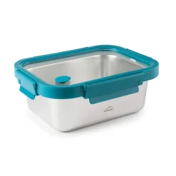 Fiambrera hermética de acero inoxidable rectangular Etern, con tapa de cristal, 800 ml - Lacor