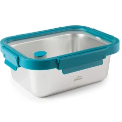 Fiambrera hermética de acero inoxidable rectangular Etern, con tapa de cristal, 1200 ml - Lacor