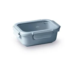 Fiambrera hermética de cerámica rectangular con tapa de cristal, 400 ml, azul - Lacor