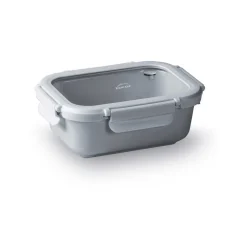 Fiambrera hermética de cerámica rectangular con tapa de cristal, 650 ml, gris - Lacor
