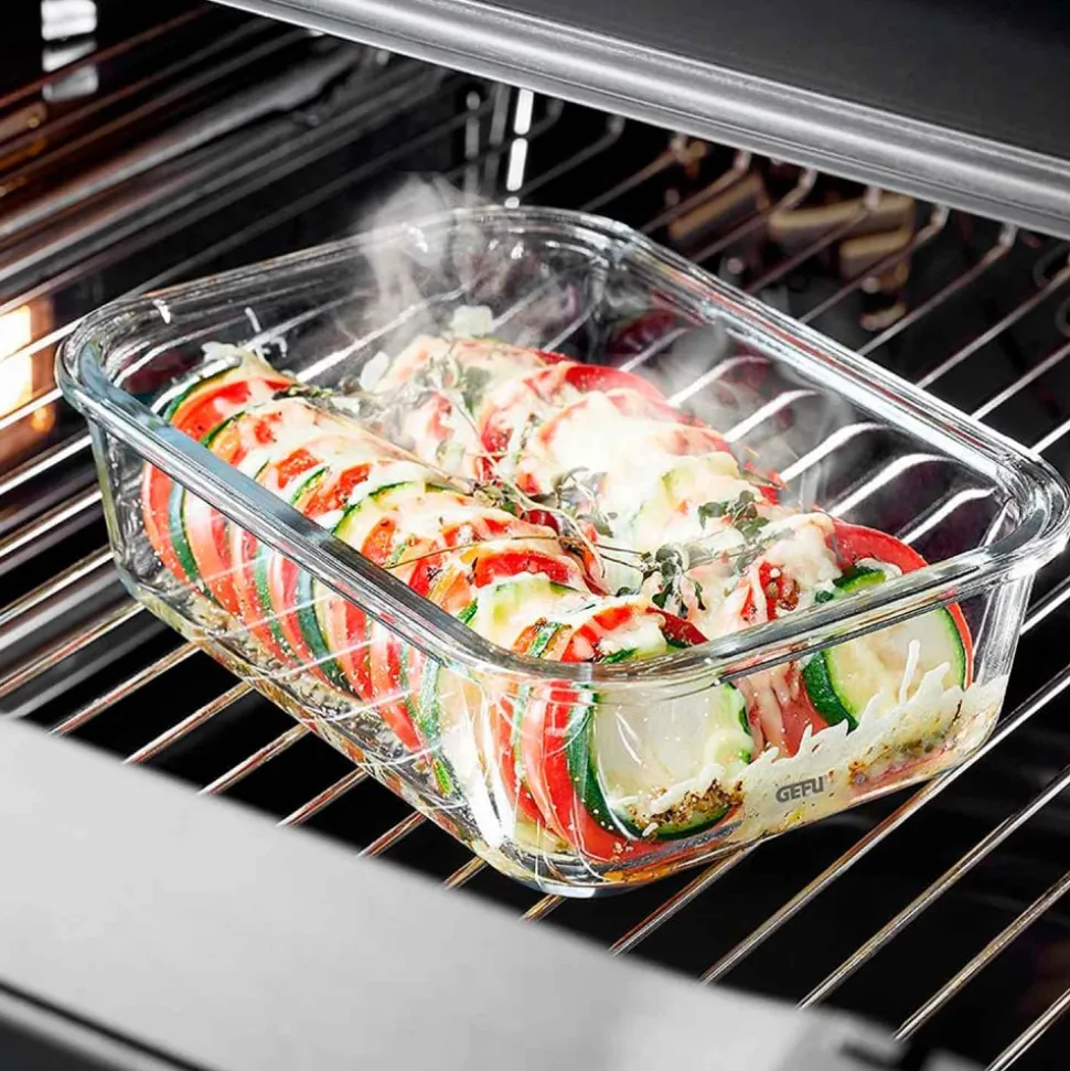 Fiambrera hermética rectangular de cristal con tapa de acero inoxidable 1000 ml - Gefu