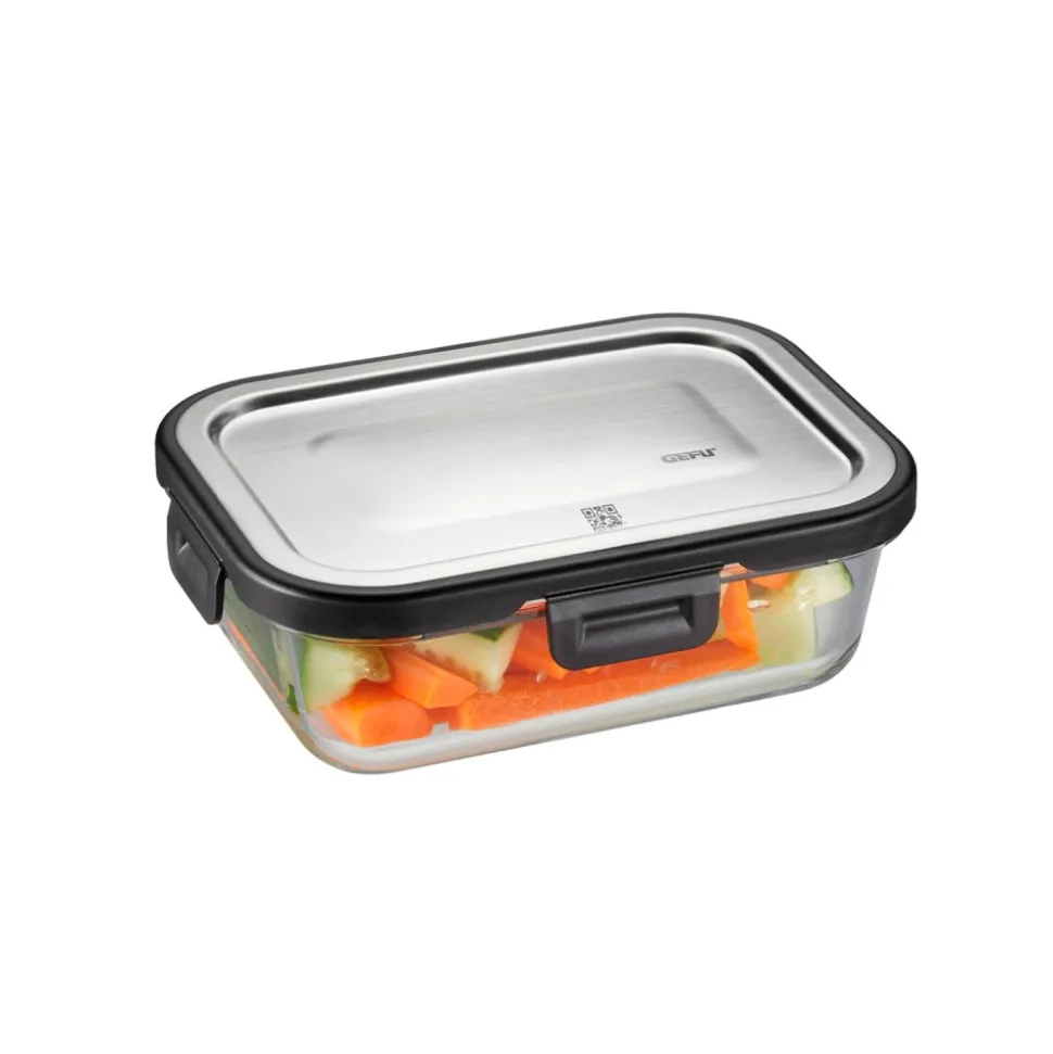 Fiambrera hermética rectangular de cristal con tapa de acero inoxidable 1000 ml - Gefu