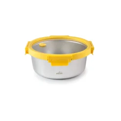 Fiambrera hermética redonda de acero inoxidable Etern con tapa de cristal, 700 ml - Lacor