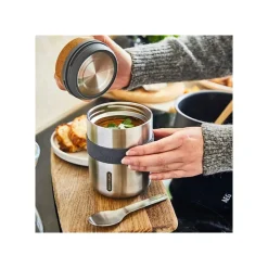 Fiambrera térmica de acero inoxidable con cuchara y tapón de corcho, 550 ml - Black & Blum