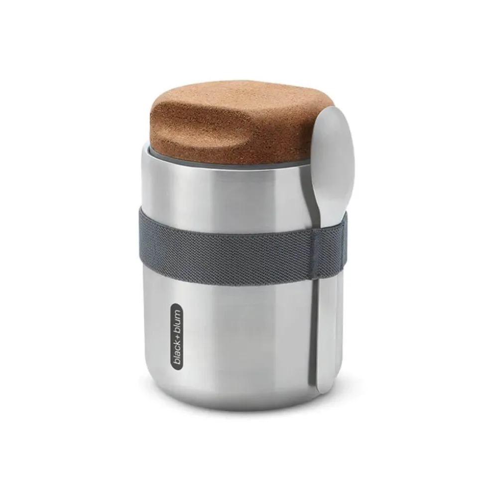 Fiambrera térmica de acero inoxidable con cuchara y tapón de corcho, 550 ml - Black & Blum