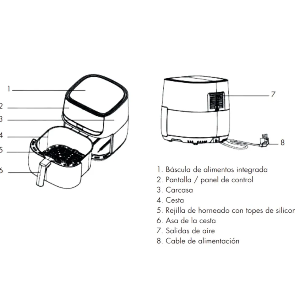 Freidora de aire de 5,7 litros - Wartmann