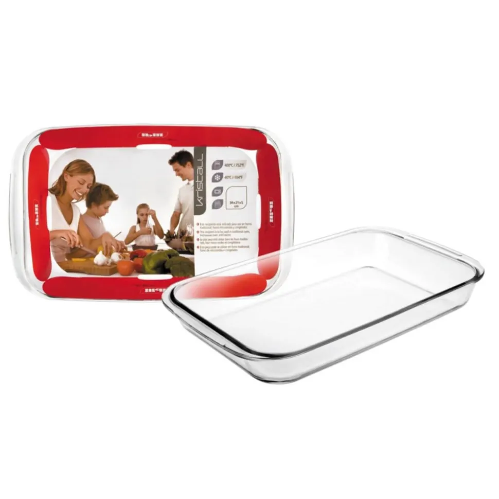 Fuente rectangular de borosilicato Kristall para horno, 34 cm - Ibili