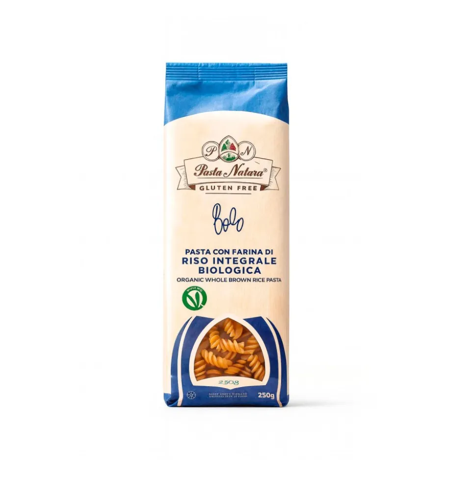 Fusilli de arroz integral, sin gluten y ecológico, 250 g - Pasta Natura