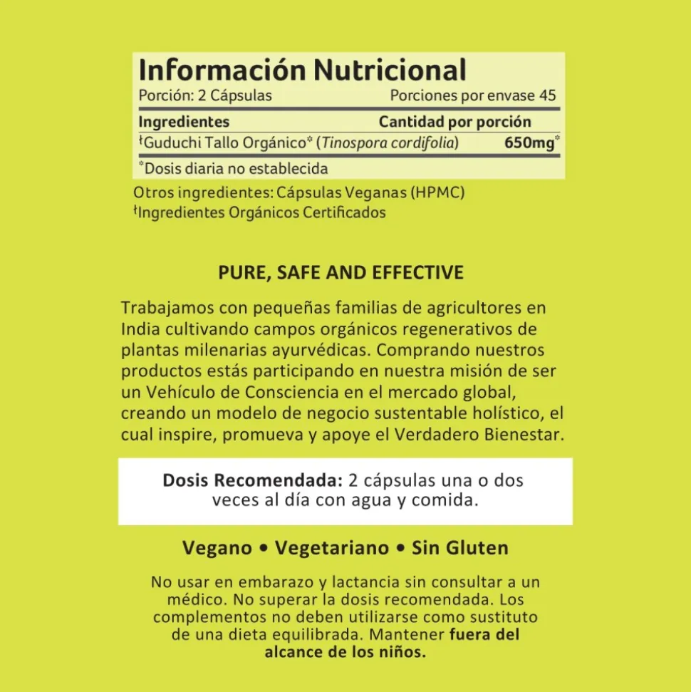 Giloy/Guduchi, ecológico, en cápsulas - Organic India