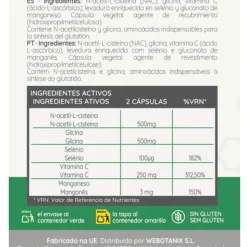 Glynac+, Glicina y N-acetilcisteína, 60 cápsulas - Webotanix