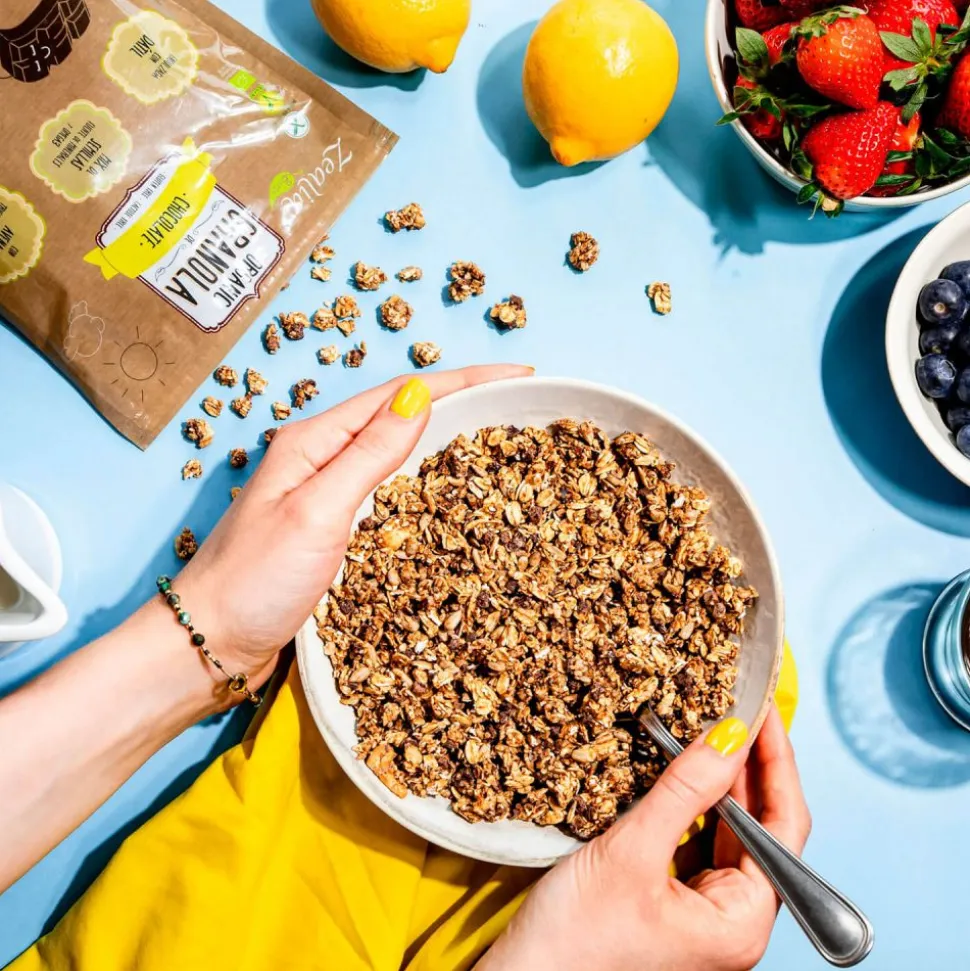 Granola de chocolate sin gluten con semillas, ecológica - Zealia