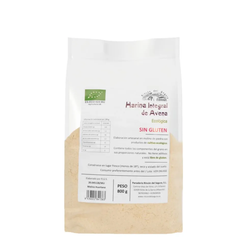 Harina de avena integral ecológica , 800 g- Rincón del Segura