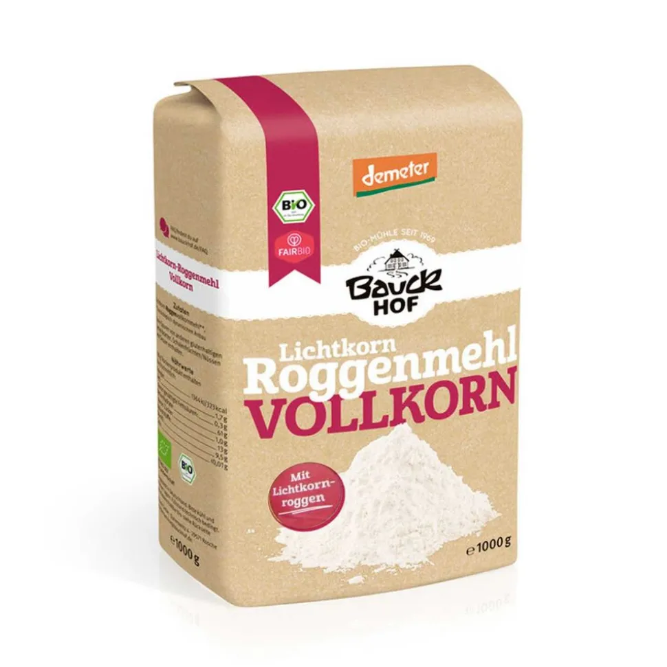 Harina de centeno integral, ecológica y biodinámica, 1 kg - Bauckhof
