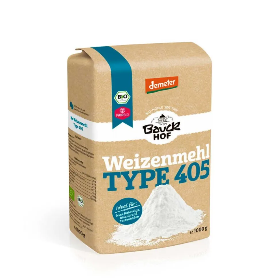 Harina de trigo blanca 405, ecológica y biodinámica, 1 kg - Bauckhof