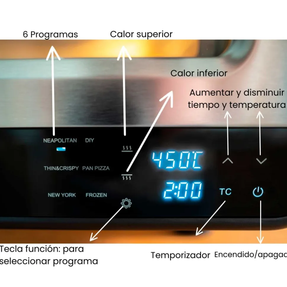 Horno para pizza de acero inoxidable con piedra - Unold