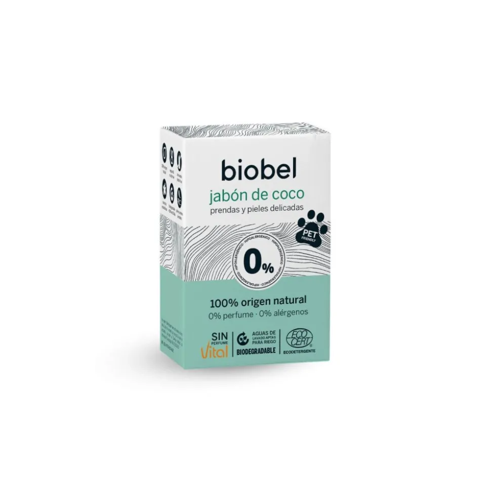 Jabón de coco ecológico 0% prendas y pieles Delicadas, 240 g - Biobel