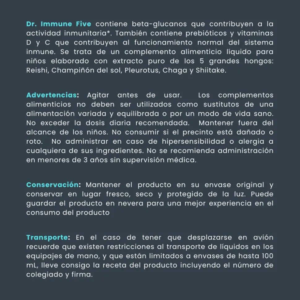 Jarabe infantil Dr Inmune Five - Hifas da Terra