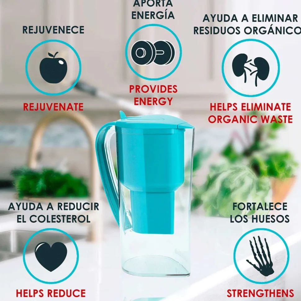 Jarra filtradora de agua baja emisión de magnesio con filtro de coco, 1,4 l - Alkanatur