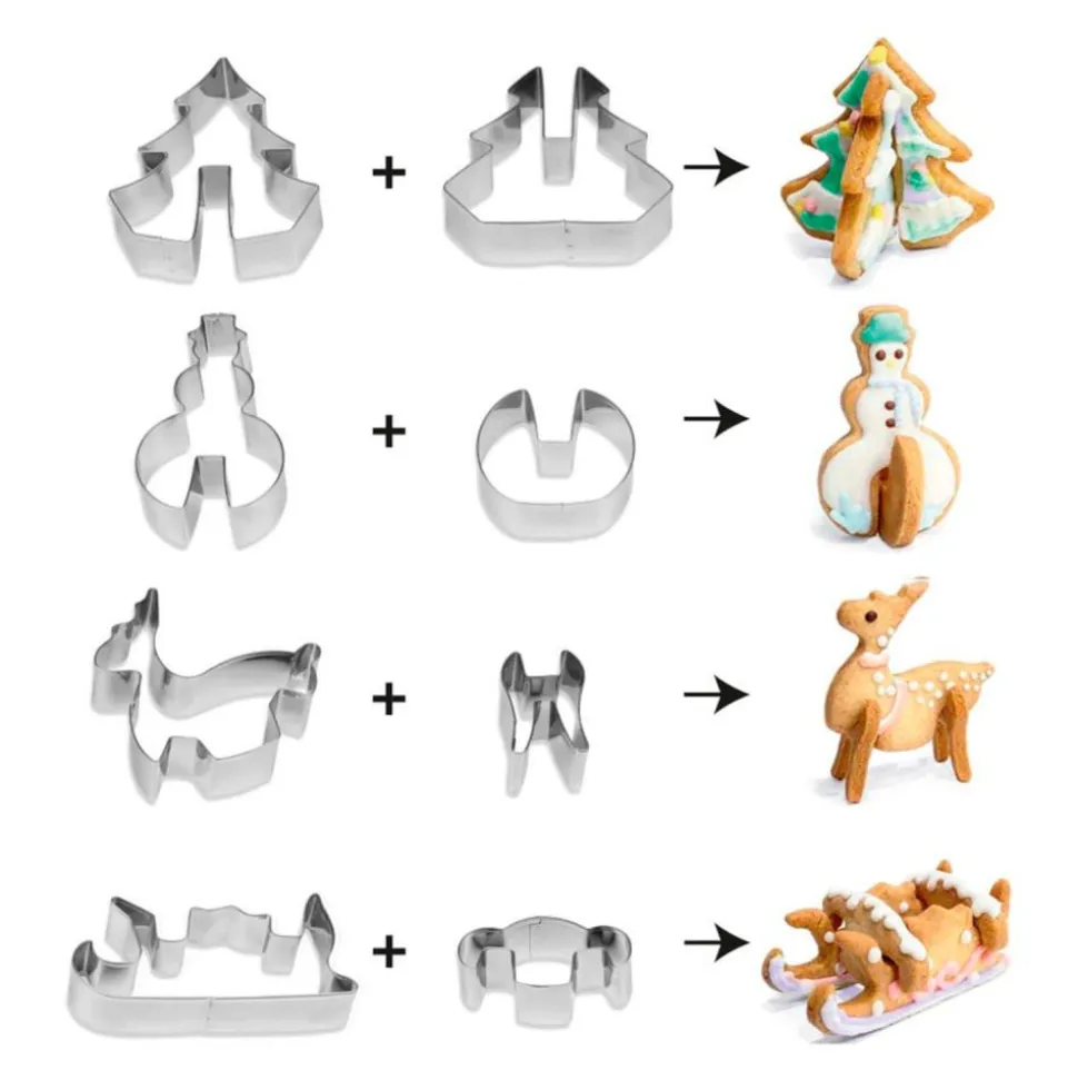 Juego de 8 cortadores para galletas navideñas 3D - Guardini