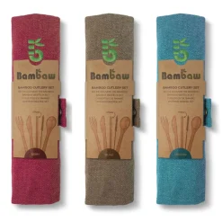 Juego de cubiertos y pajita de bambú con funda - Bambaw