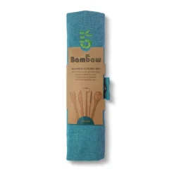 Juego de cubiertos y pajita de bambú con funda - Bambaw