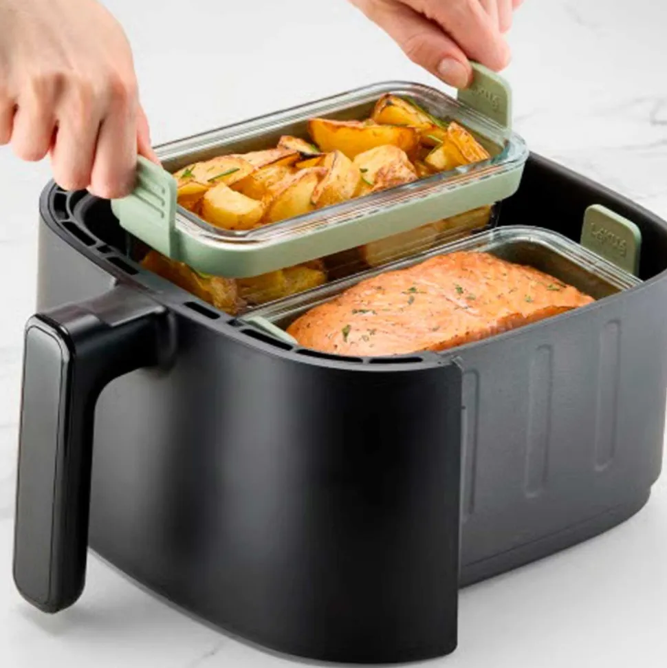 Juego de 2 recipientes de cristal para freidora de aire, 800 ml - Lekue