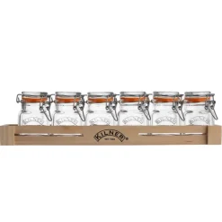 Juego de 6 tarros para especias con soporte de madera - Kilner