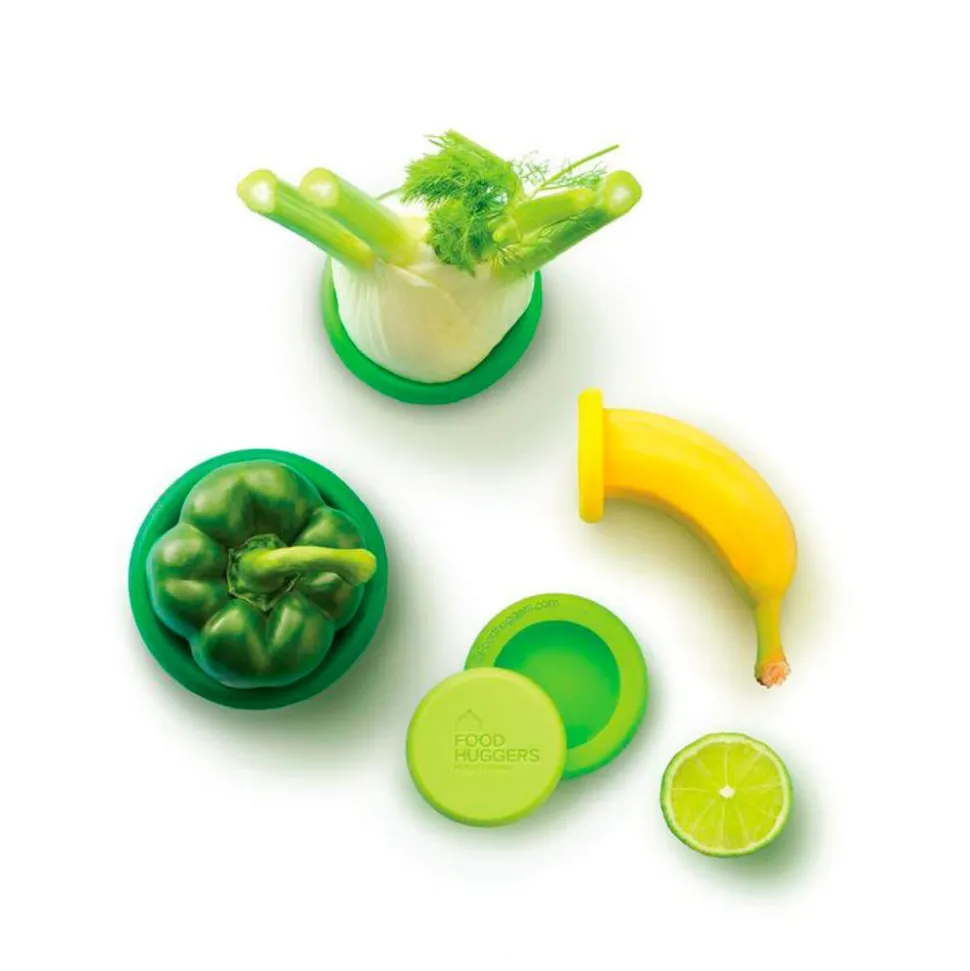 Juego 5 tapas ajustables de silicona Fresh Greens - Food Huggers