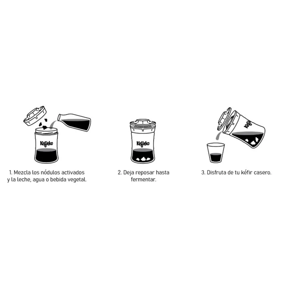 Kit para hacer Kéfir casero tamaño pequeño, blanco - Kefirko