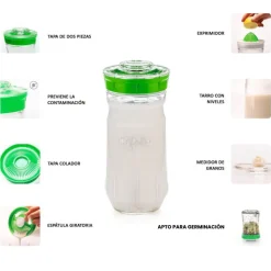 Kit para hacer kéfir casero tamaño grande, verde - Kefirko