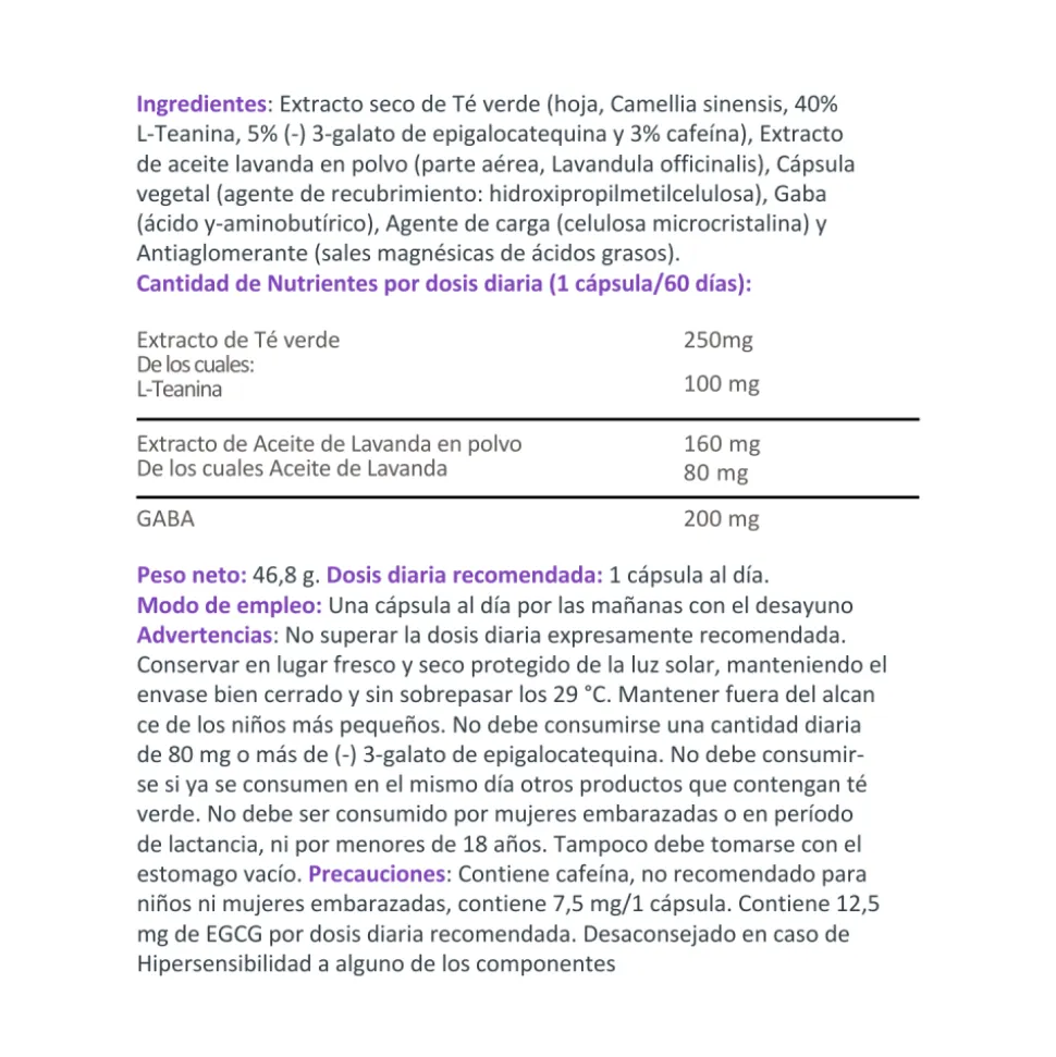 Lavanda + L-teanina+ GABA, 60 cápsulas - OFM