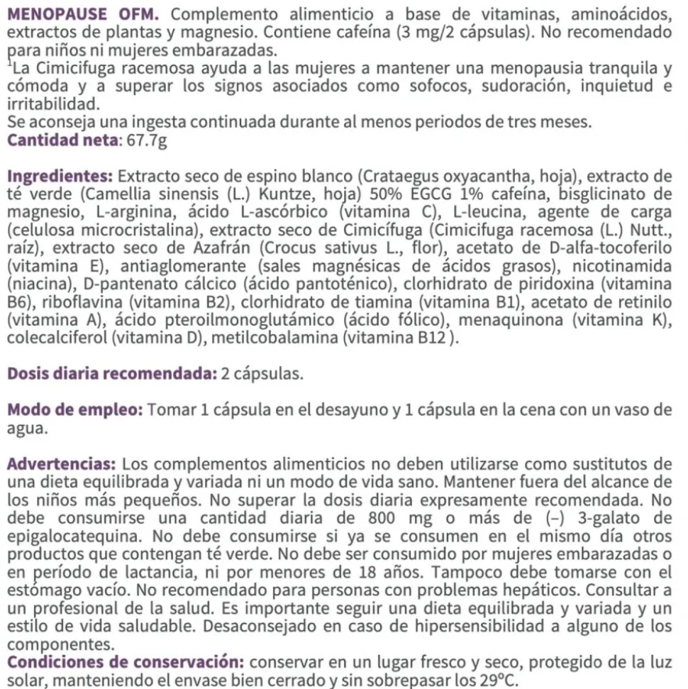 Menopause, 90 cápsulas - OFM