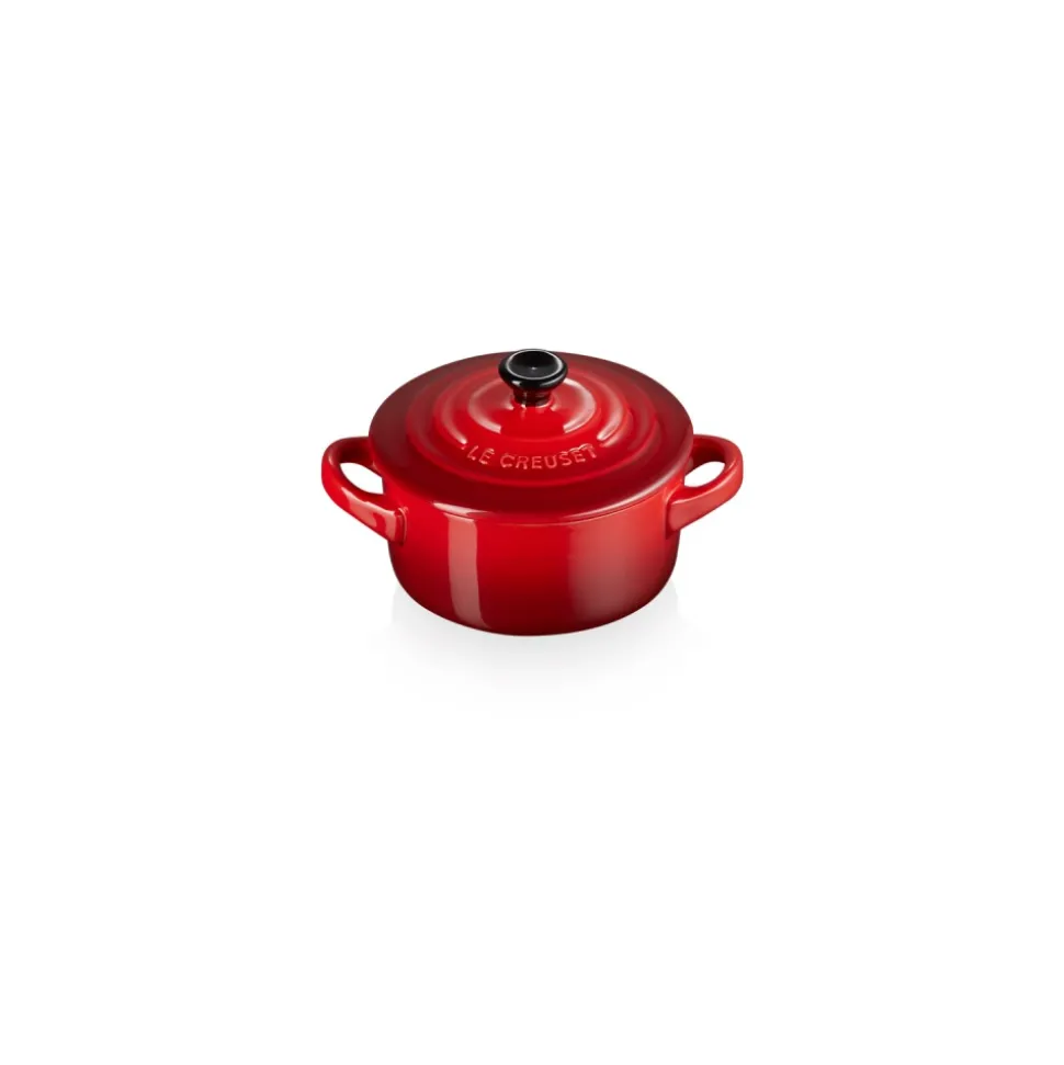 Mini cocotte de cerámica gres esmaltada, color cereza, 10 cm - Le Creuset