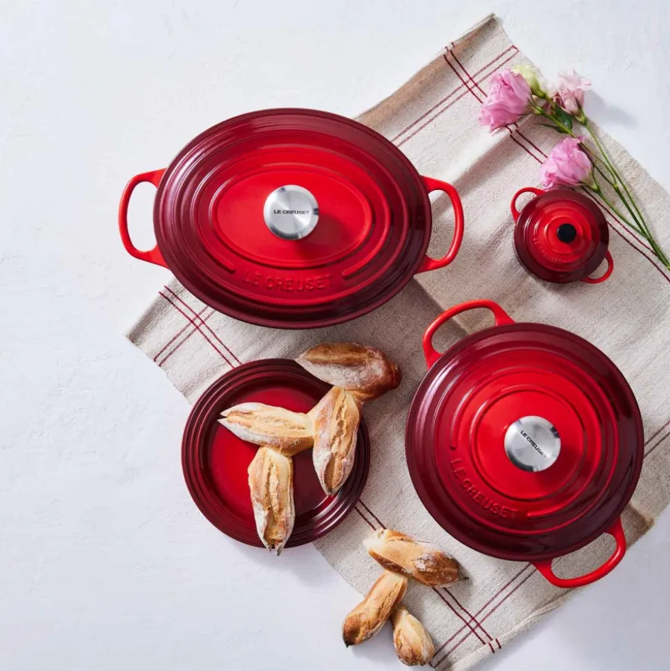 Mini cocotte de cerámica gres esmaltada, color cereza, 10 cm - Le Creuset