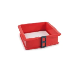 Molde cuadrado desmontable silicona platino con base de cristal, 25 cm - Ibili