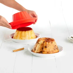 Molde para flan de silicona platino con plato de cerámica - Lekue