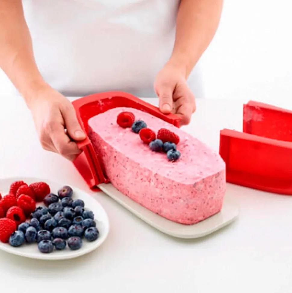 Molde rectangular desmontable de silicona platino con base cerámica, 24 cm - Lekue