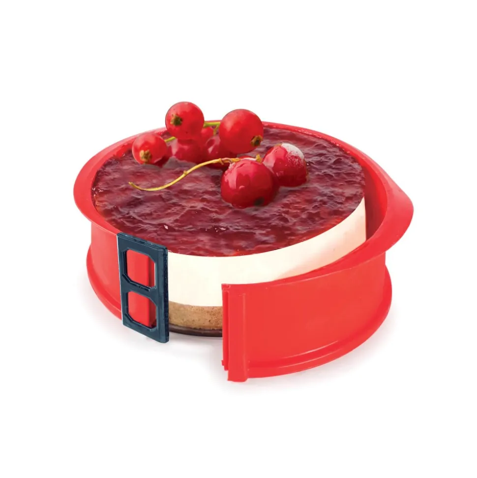Molde redondo desmontable silicona platino con base cristal, 12 cm - Ibili