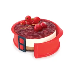 Molde redondo desmontable silicona platino con base de cristal, 19 cm - Ibili