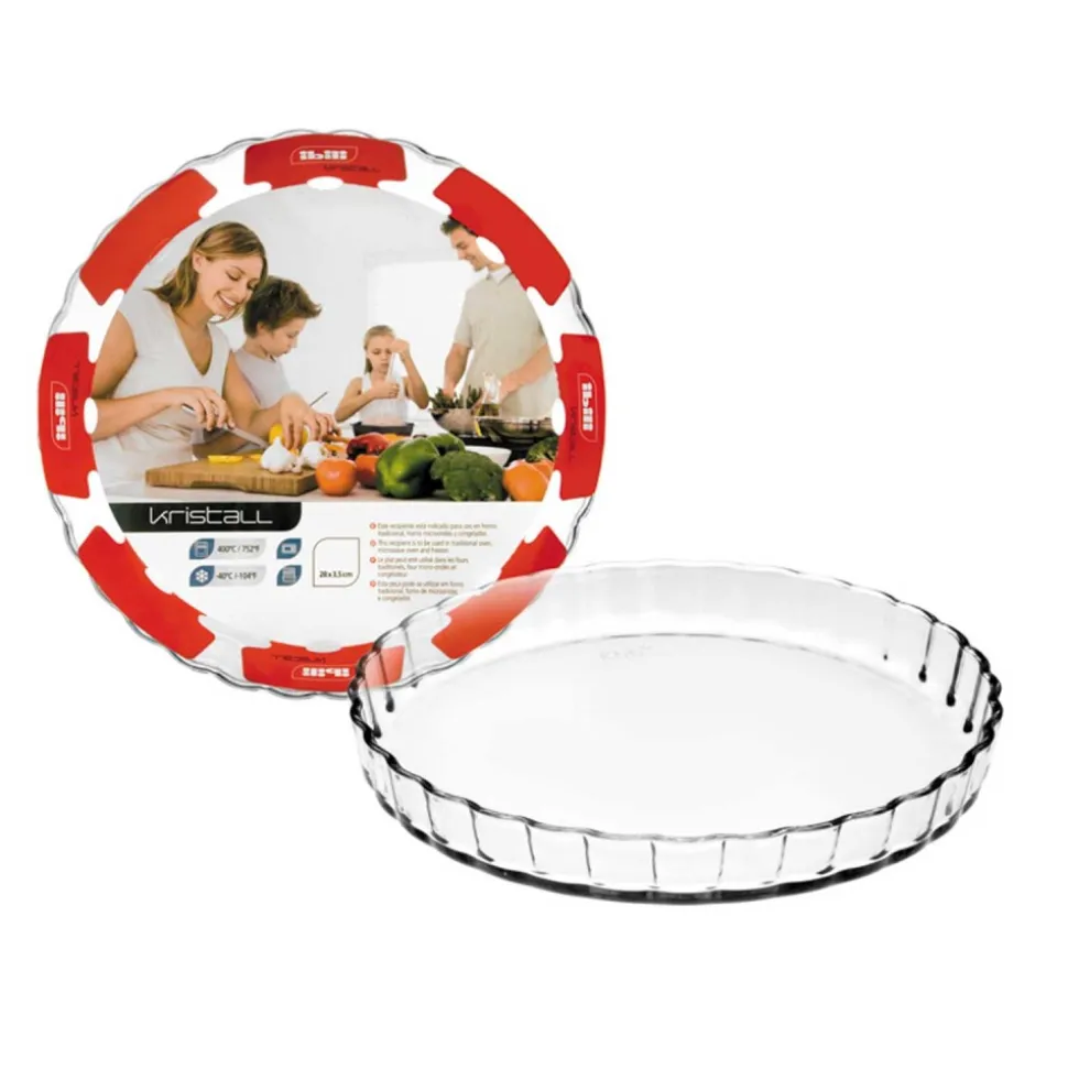 Molde redondo para quiché de vidrio borosilicato, 28 cm - Ibili