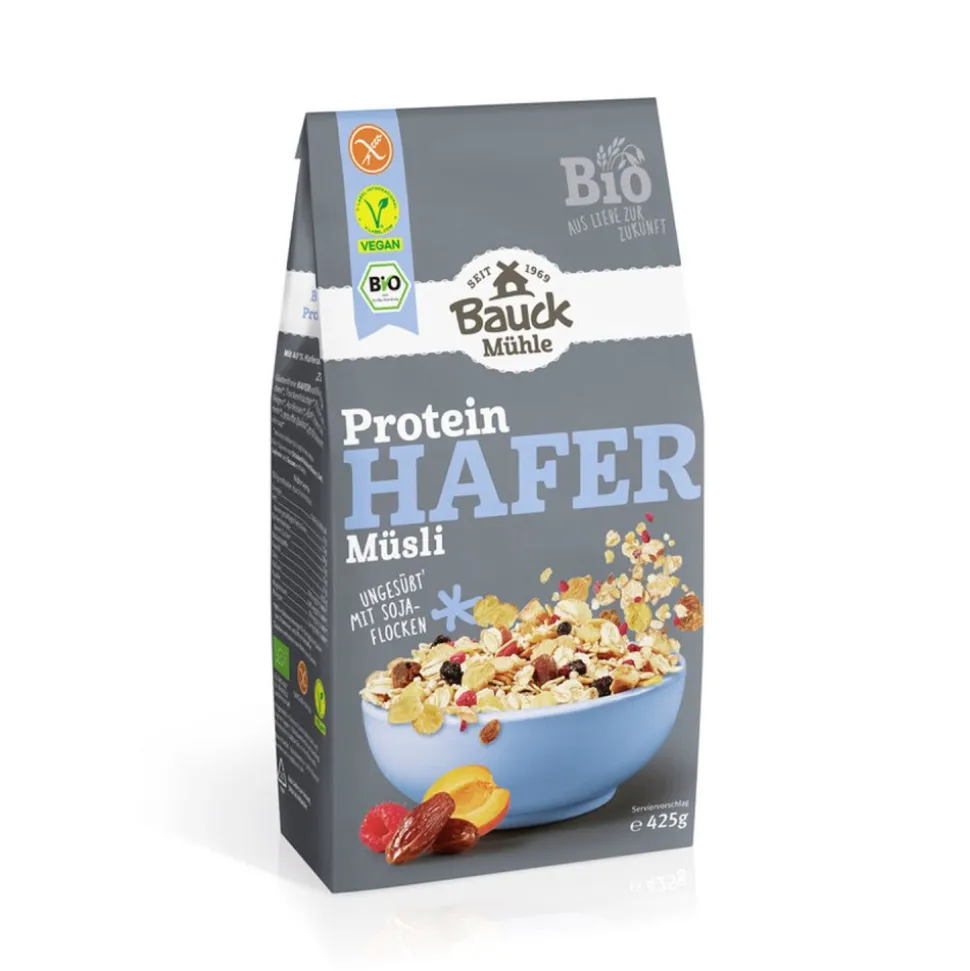 Muesli proteico de copos de avena integral sin gluten con frutas deshidratadas, ecológico - Bauckhof