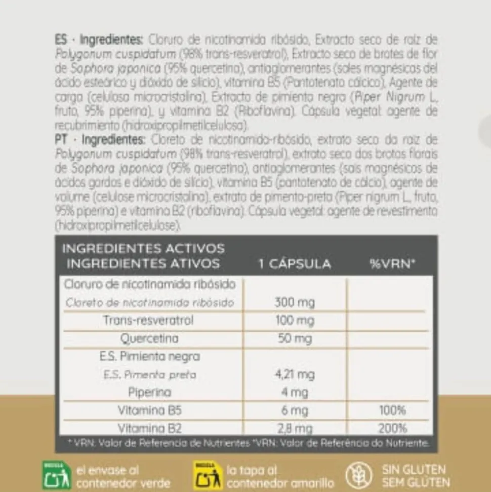 NAD+, trans resveratrol, 60 cápsulas - Webotanix