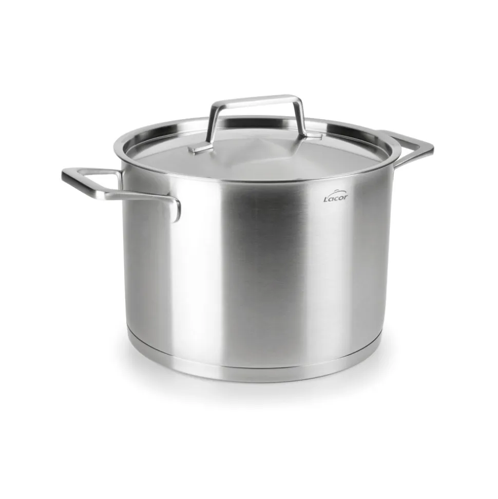 Olla alta de acero inoxidable con tapa de acero, foodie, 26 cm - Lacor