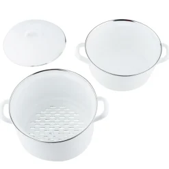 Olla con vaporera y tapa de acero esmaltado, Classic, 18 cm - Riess