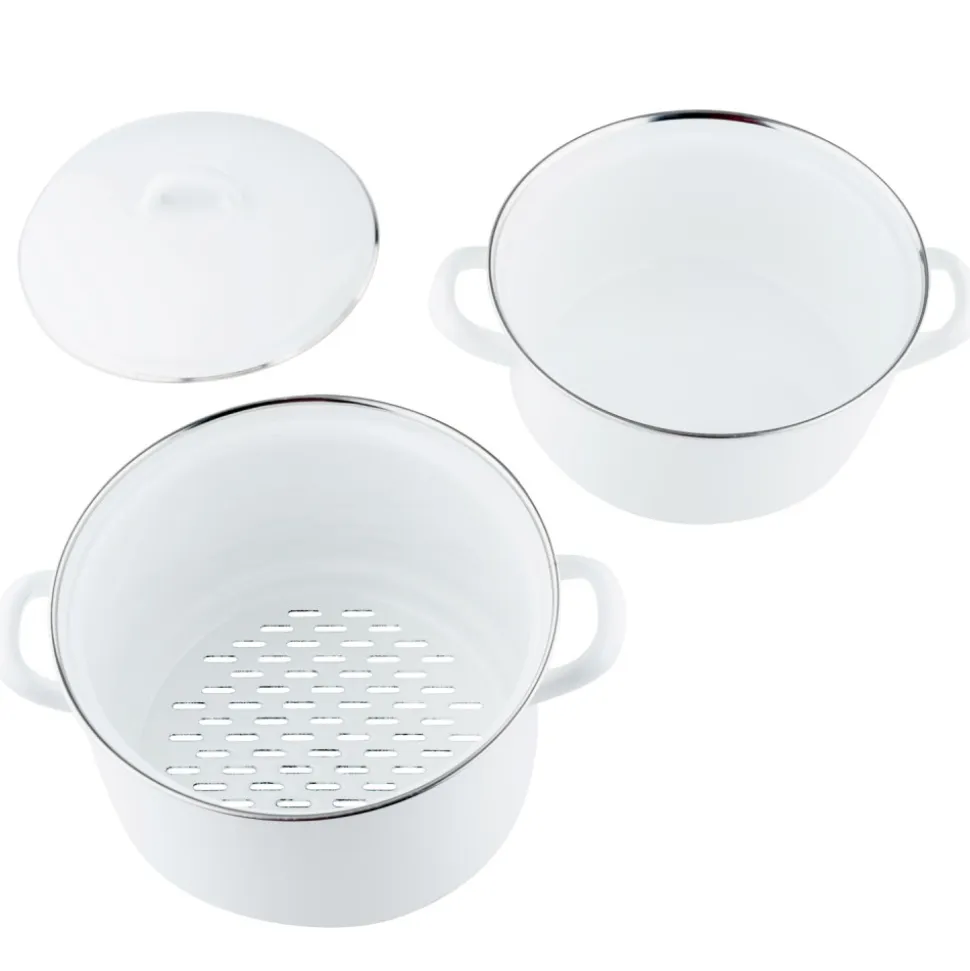 Olla con vaporera y tapa de acero esmaltado, Classic, 18 cm - Riess