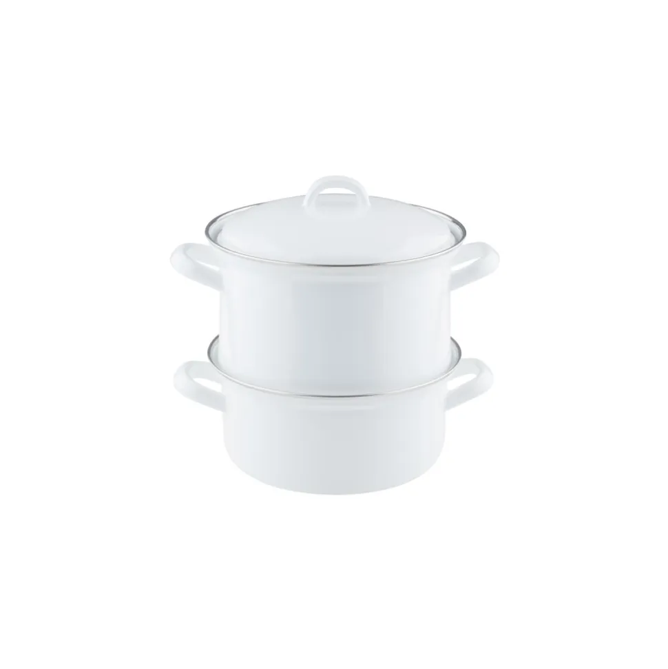 Olla con vaporera y tapa de acero esmaltado, Classic, 18 cm - Riess